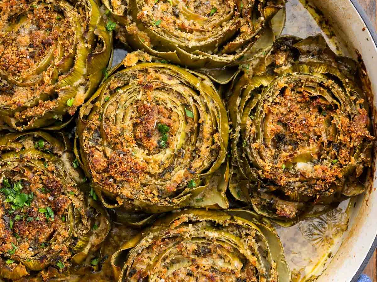 Artichokes Stuffed With Ricotta And Salami