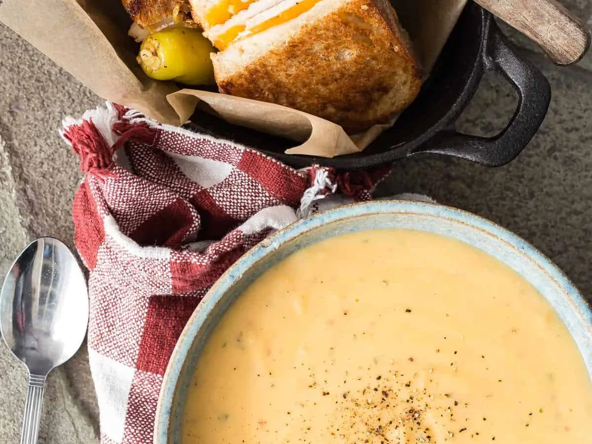 Baby Ramp & New Potato Soup With Truffle Grilled Sandwiches
