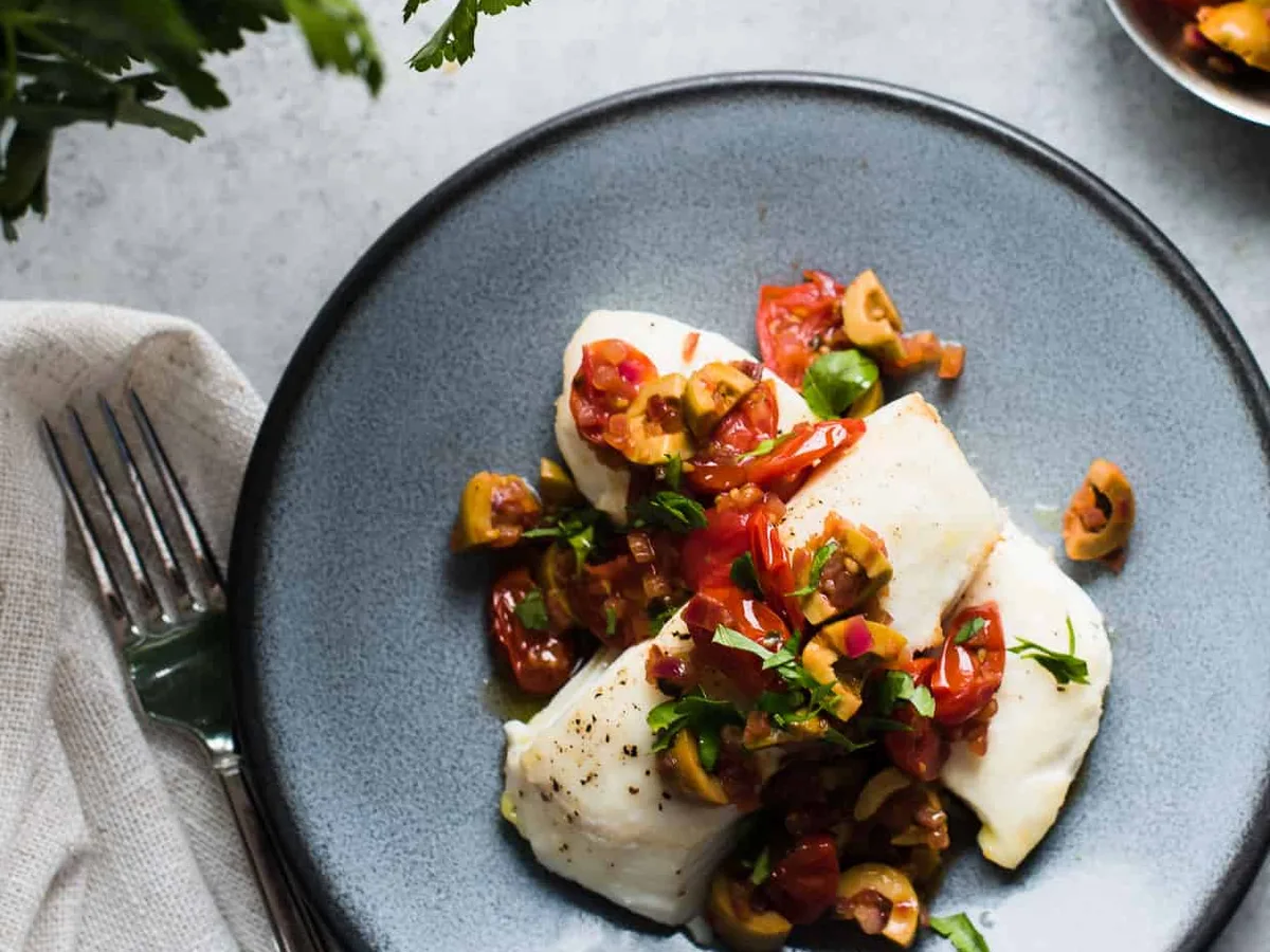 Baked Halibut with Tomato Sauce