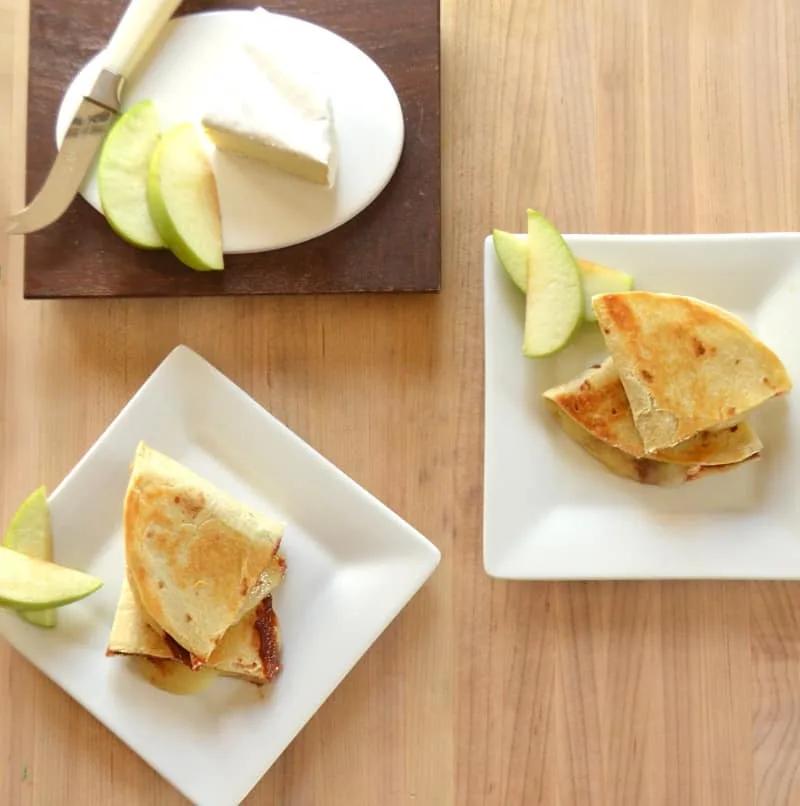 Blue Cheese And Brie Quesadillas With A Pear And Brown Sugar