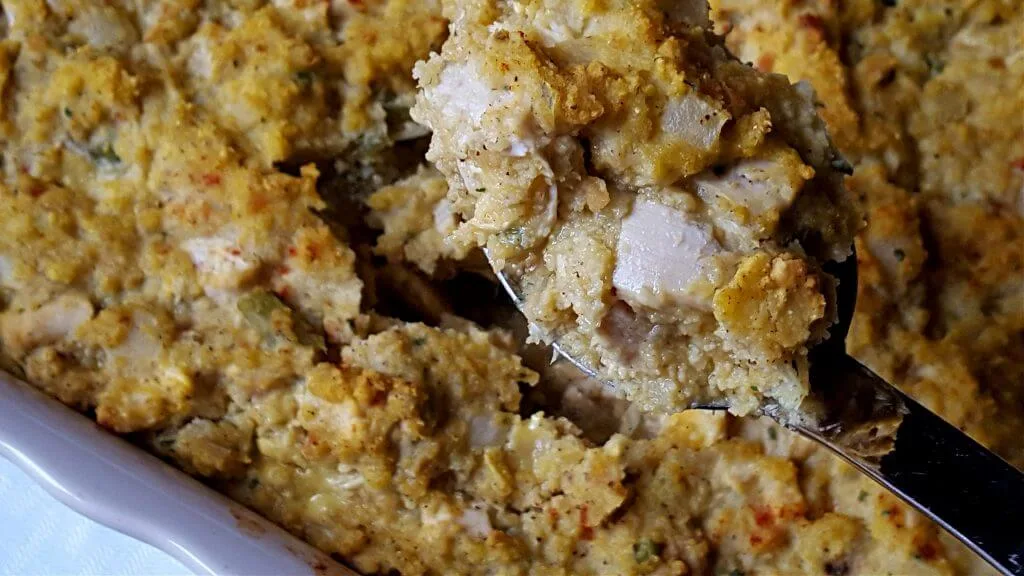 Chicken and Cornbread Dressing Casserole