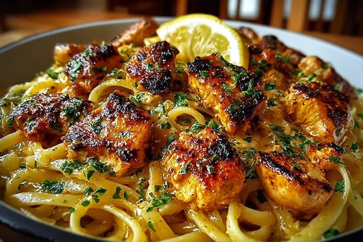 Chicken Breasts with Creamy Linguine