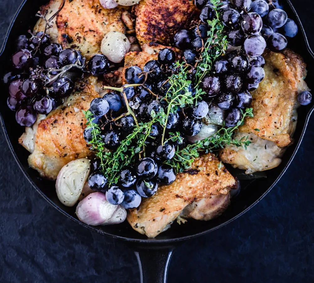 Chicken in Riesling with Grapes