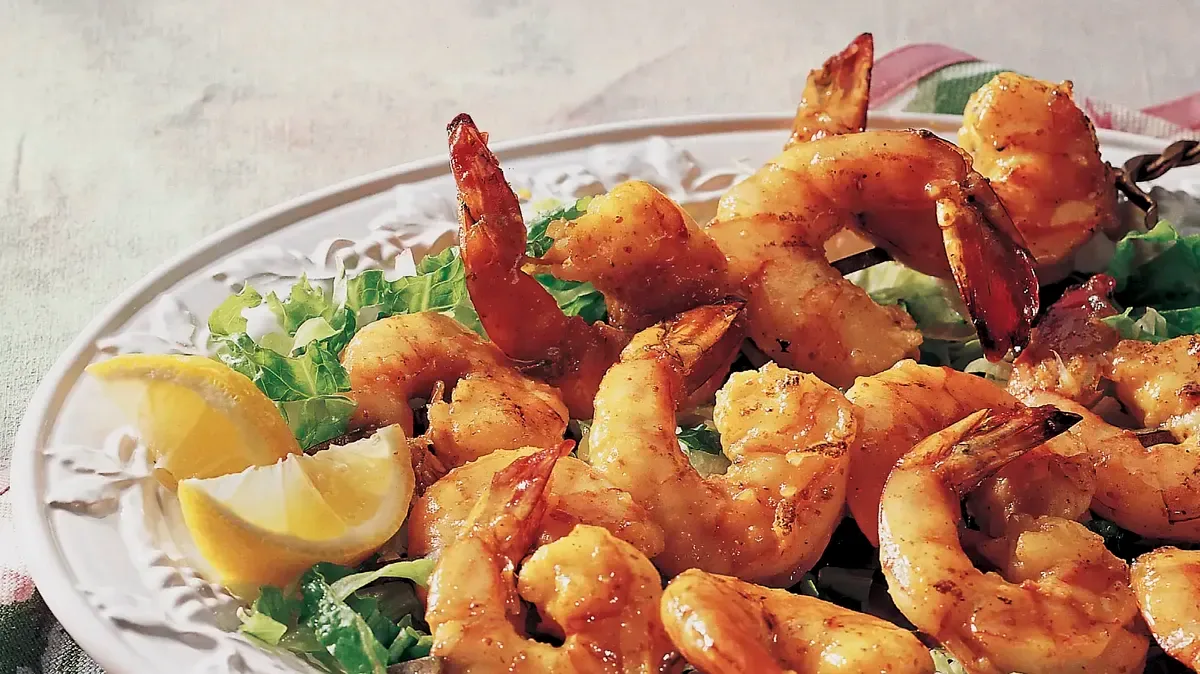 Grilled Shrimp in Apricot Hoisin Sesame Glaze