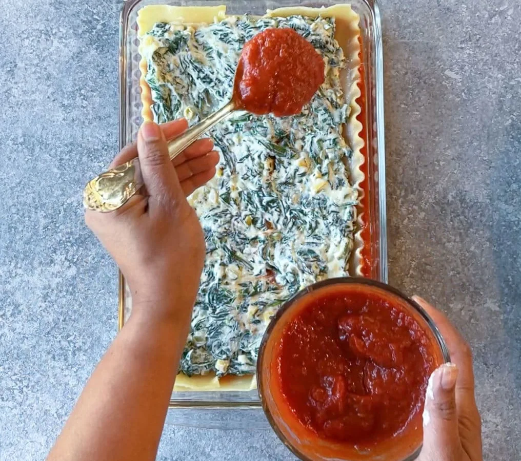 Lasagna Of Fresh Spinach Corn And Crab With Goat Cheese