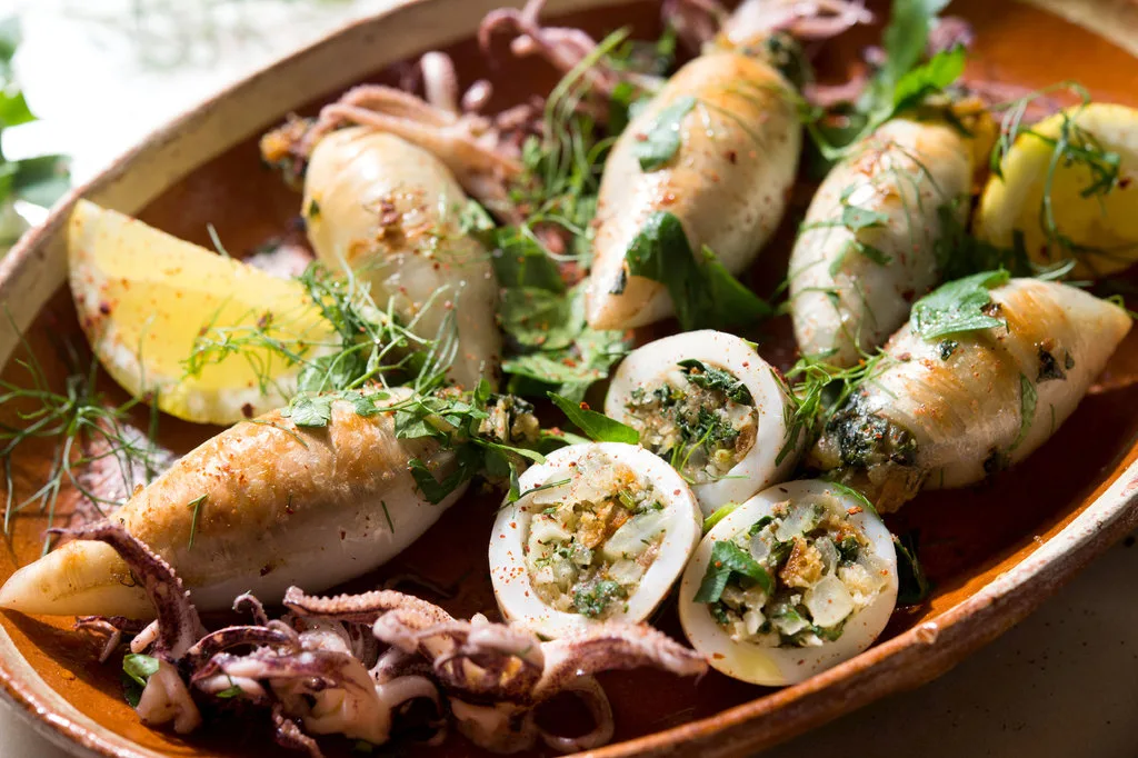 Squid Stuffed with Spinach and Ricotta